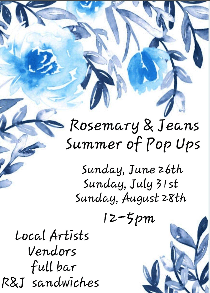 Summer of Pop-Ups featuring local artists and vendors starts Sunday, June 26, at Rosemary and Jeans